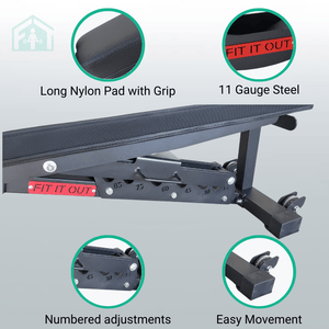 Fit It Out Shipment47 Adjustable Incline Bench (Long Pad)