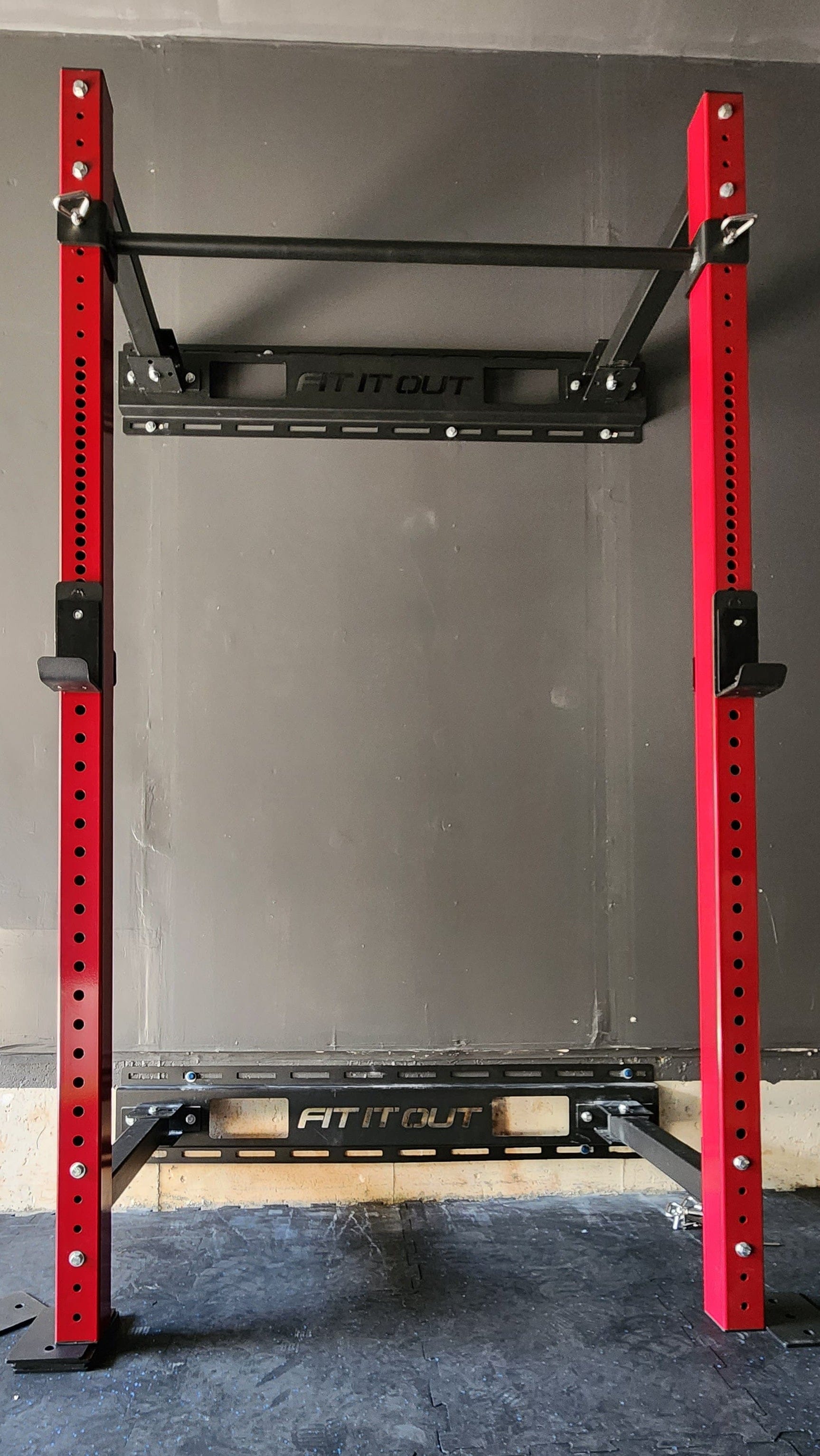 Fit It Out Wall-Mount Rack + Bench + Barbell – Complete Home Strength Package (BFCM25)