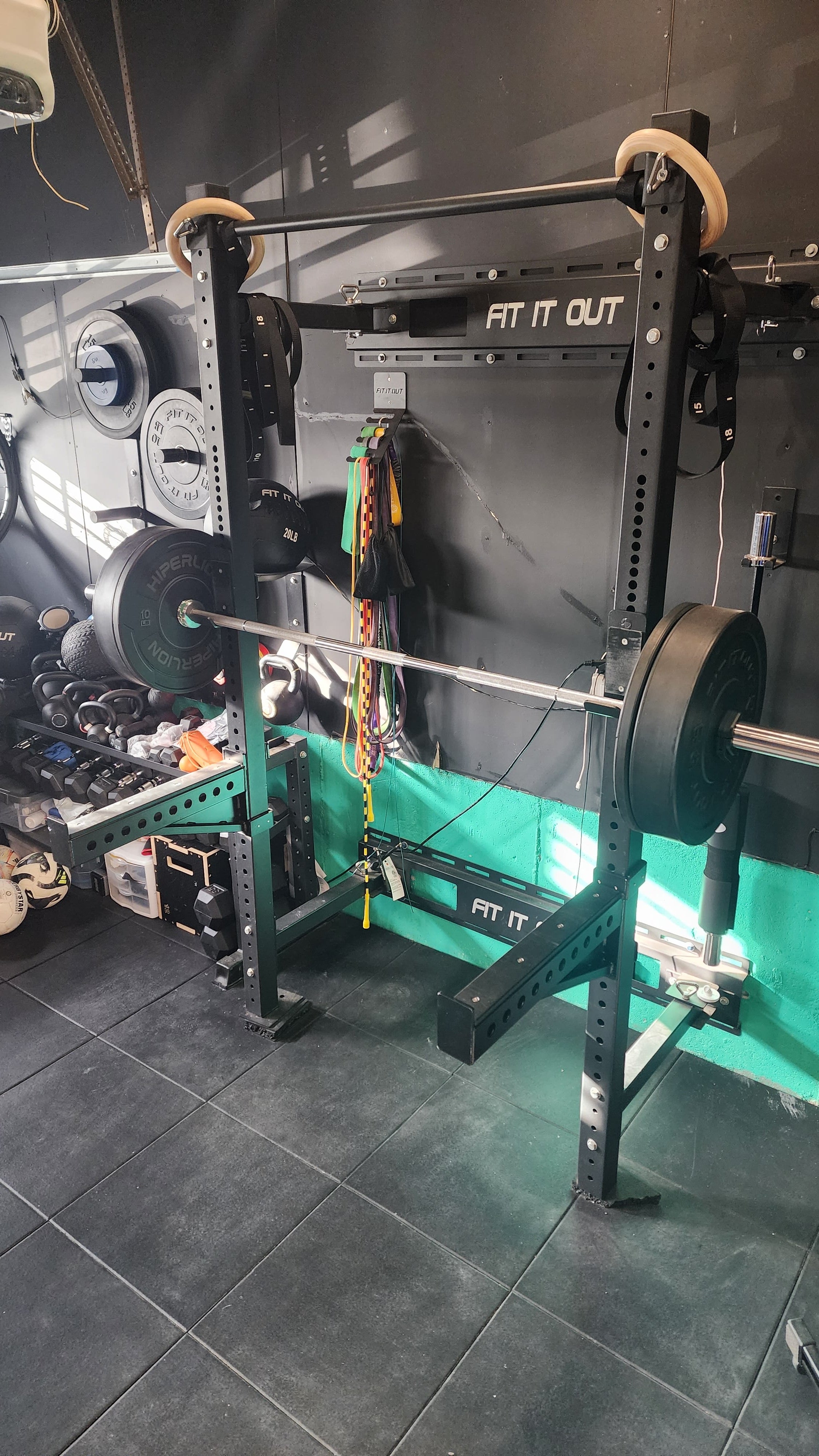 Fit It Out Squat and Bench Rack Wall Mounted Folding Power Rack 90IN