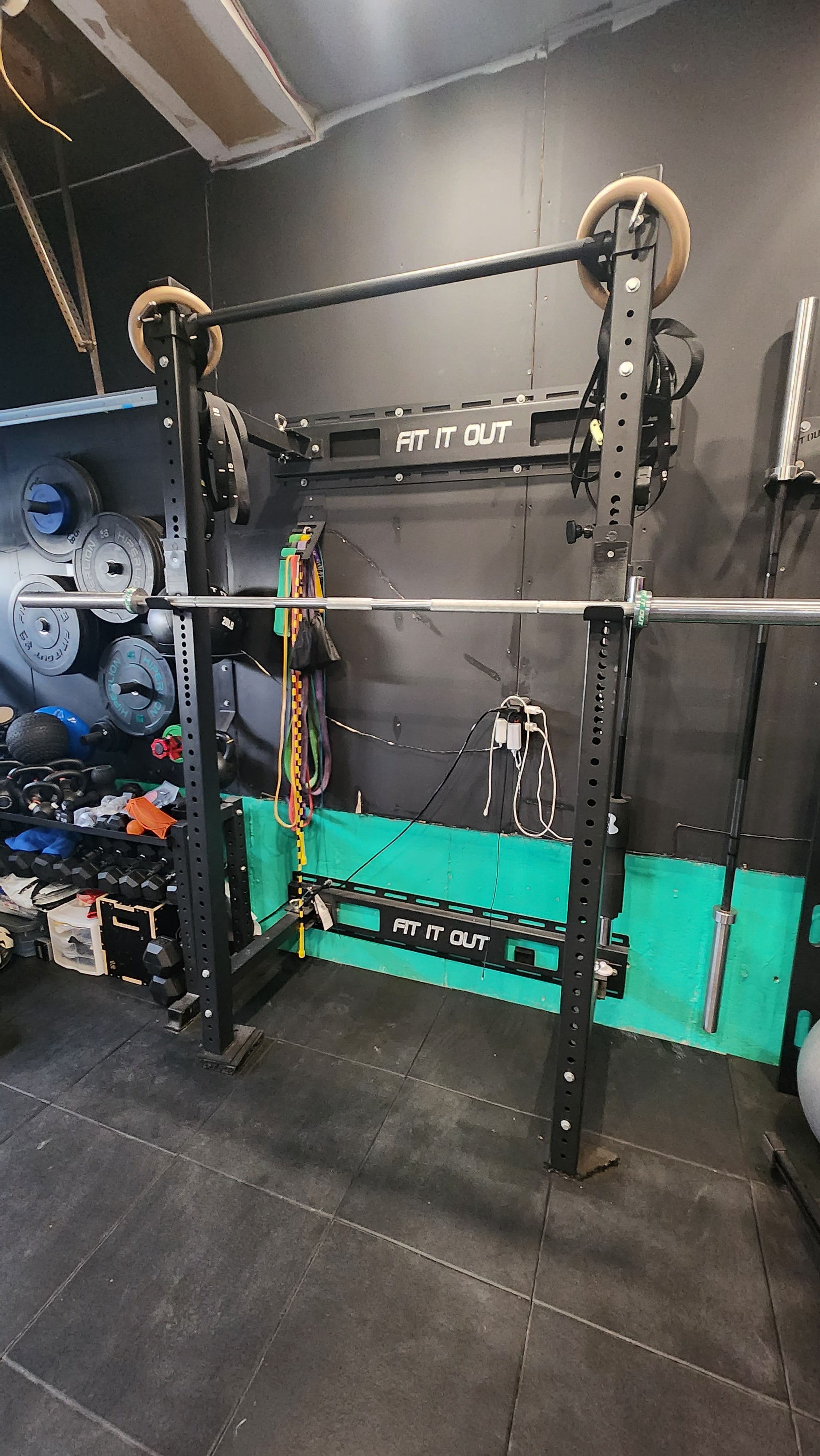 Fit It Out Squat and Bench Rack Wall Mounted Folding Power Rack 90IN